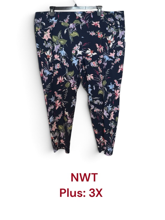 Terra & Sky Pants - NWT Navy Floral Pants w/Tummy Control PLUS SIZE: 3X #3